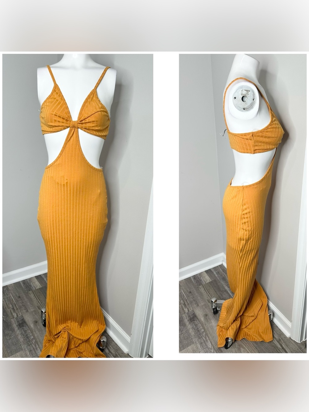 Good time USA orange cut up maxi dress- large